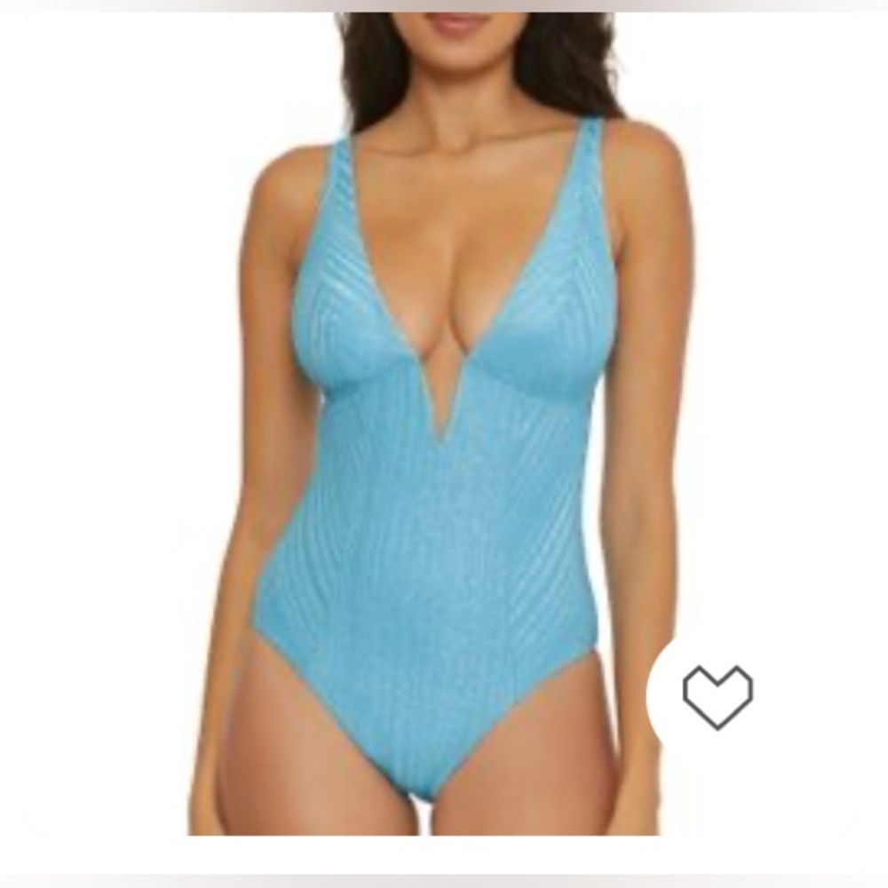 BECCA Plunge Neck One Piece Swimsuit size L
